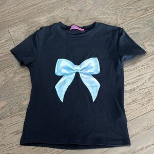 Edikted Black Tee with Blue Bow